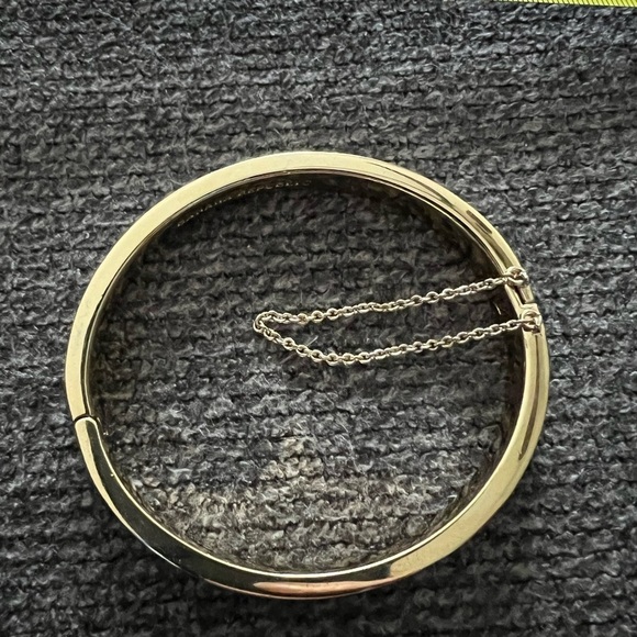 Beautiful Banana Republic white and gold clamper bracelet with security chain. - Picture 5 of 8